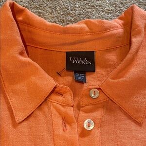 Ulla Popken Button Down Shirt Blouse Persimmon Sleeve Detail Size 28/30